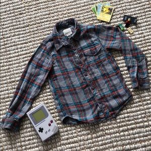 Peek Medium sz. 6/7 plaid flannel button up
